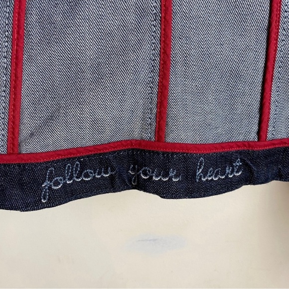 Brighton RARE Denim Cotton Follow Your Heart Embroidered Pea Style jean jacket - Picture 4 of 7